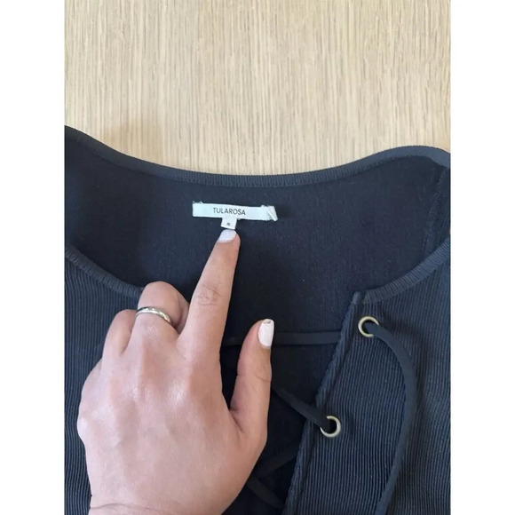 Tularosa Revolve Ribbed Lace Up Nile Bodysuit in Black Size Small 1006 - Picture 4 of 7